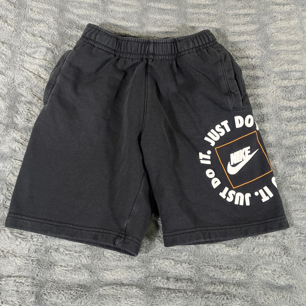 Nike Kids Black Just Do It Graphic Sweat Shorts Size Medium M Standard Fit